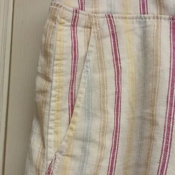 GAP Women's Striped Shorts Cream, Red, Blue And Yellow. Size S. NWT Linen Blend - Picture 2 of 11